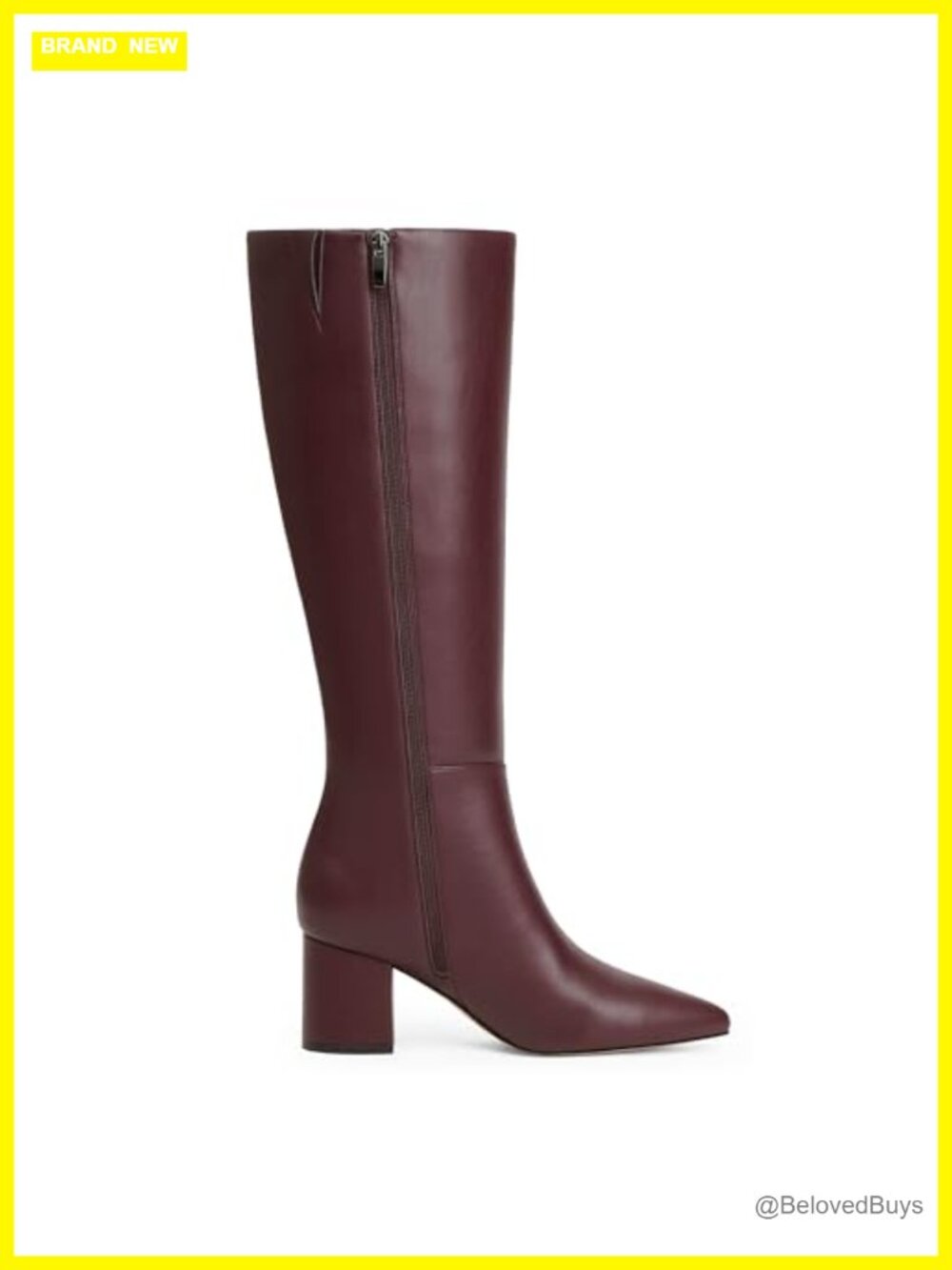 Women's Knee High Boots Chunky Low Heel Pointed Toe Tall Faux PU Leather - Picture 3 of 6